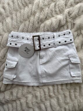 Princess Polly White Cargo Mini Skirt with Grommet Belt